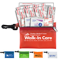 13 Piece First Aid Kit with Plastic Carabiner Attachment
